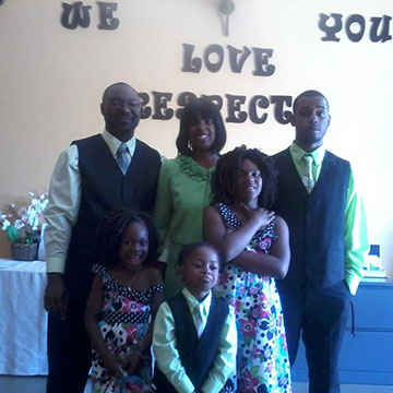 Ivory Morris with her husband and four children