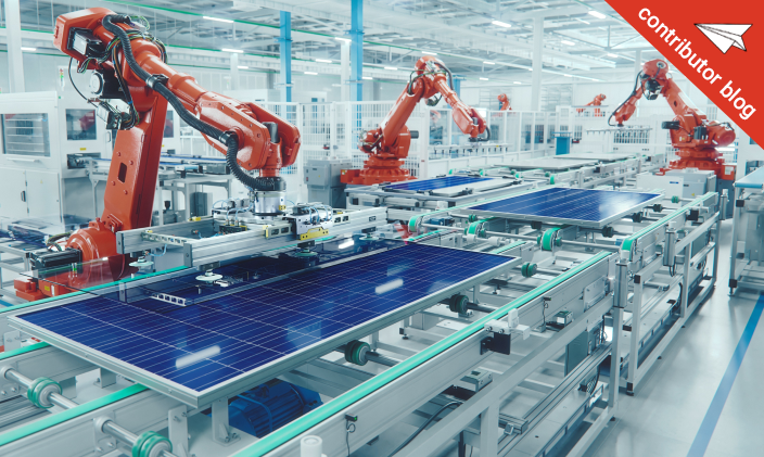 Robots assembling solar panels