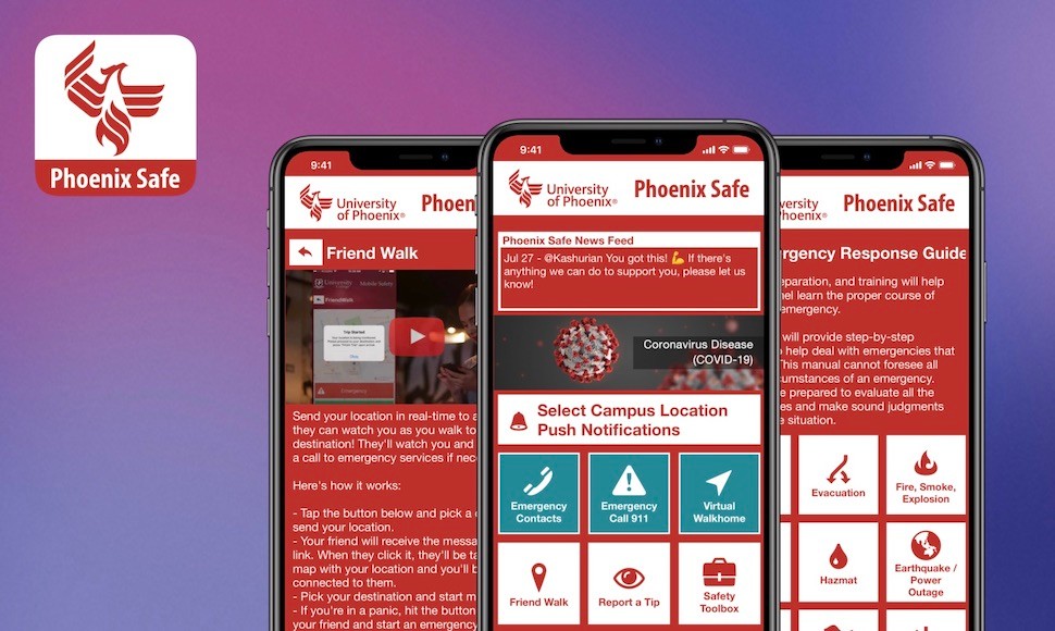 Phoenix Safe app on a mobile phone