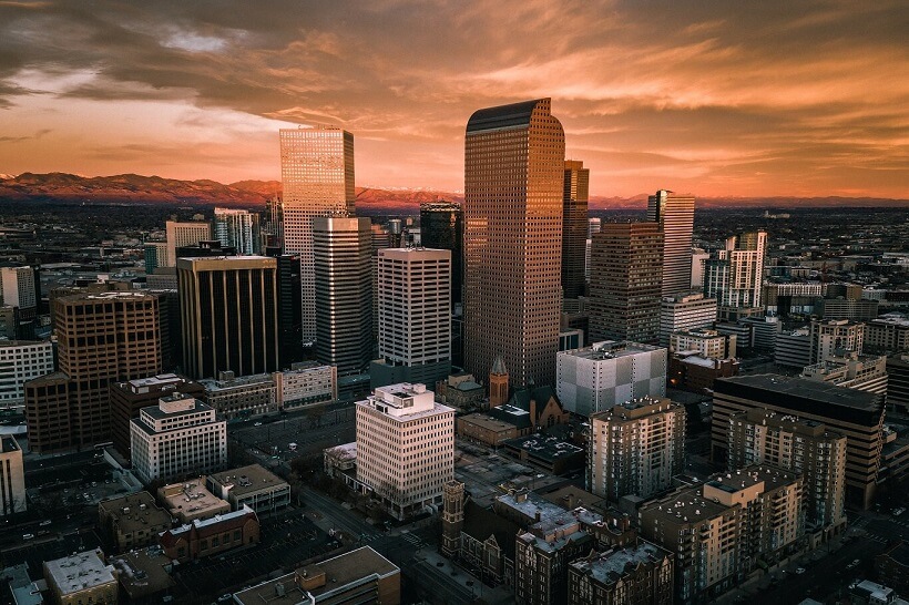 Sunset over Denver, Colorado